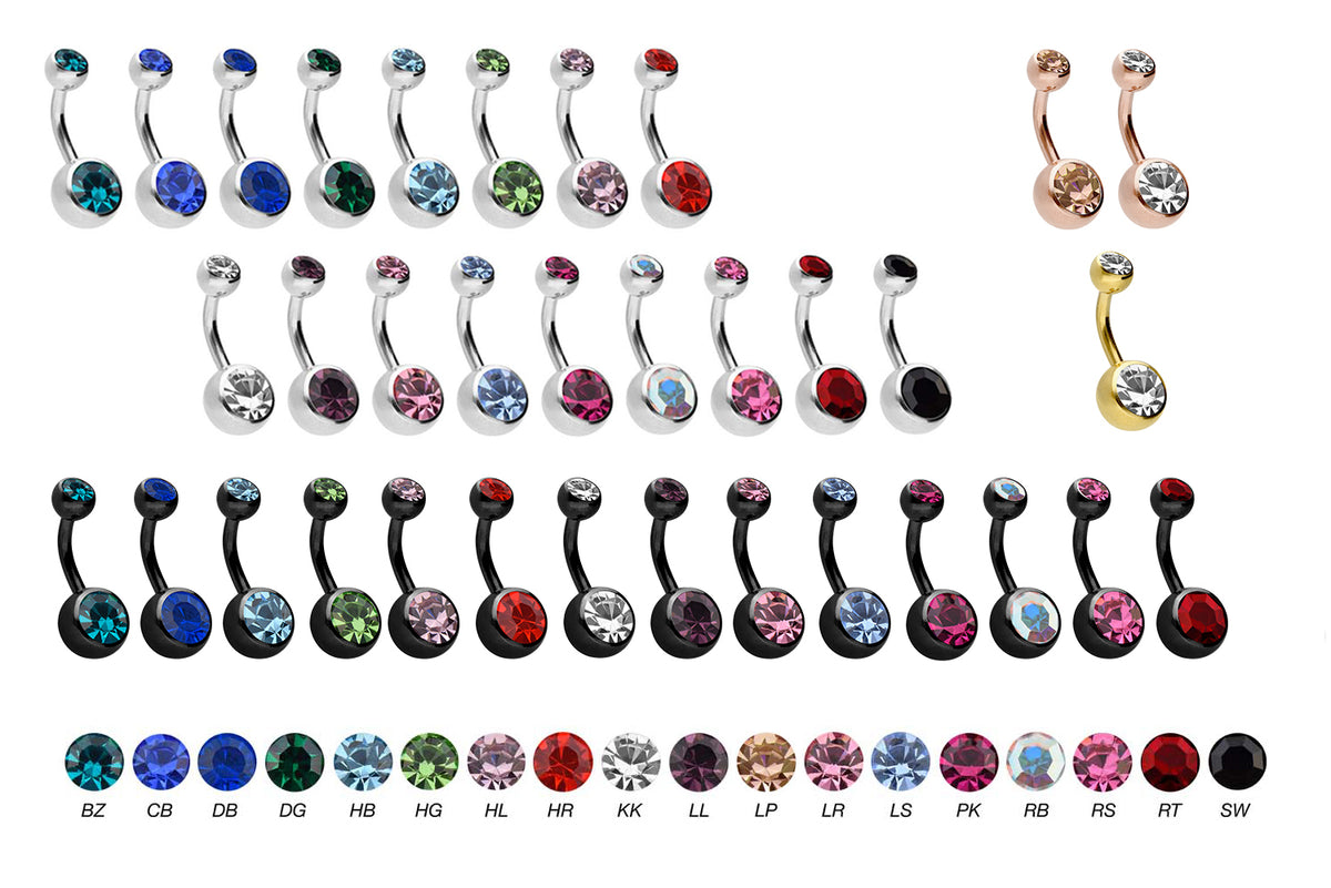 Belly button piercing colours discount