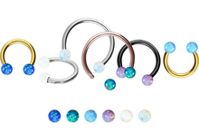 Laden Sie das Bild in den Galerie-Viewer, Titan Opal Hufeisen Ring Barbell piercinginspiration®