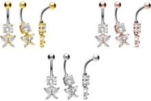 Laden Sie das Bild in den Galerie-Viewer, Titan Schmetterling Kristall Anhänger Kristall 925 Sterling Silber Bauchnabelpiercing Barbell piercinginspiration®