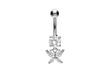 Laden Sie das Bild in den Galerie-Viewer, Titan Schmetterling Kristall Anhänger Kristall 925 Sterling Silber Bauchnabelpiercing Barbell piercinginspiration®