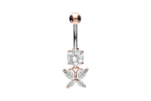 Laden Sie das Bild in den Galerie-Viewer, Titan Schmetterling Kristall Anhänger Kristall 925 Sterling Silber Bauchnabelpiercing Barbell piercinginspiration®