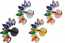 Laden Sie das Bild in den Galerie-Viewer, Titan Innengewinde Labret Regenbogen Kristalle Ohrpiercing piercinginspiration®