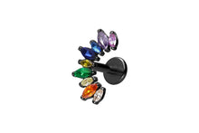 Laden Sie das Bild in den Galerie-Viewer, Titan Innengewinde Labret Regenbogen Kristalle Ohrpiercing piercinginspiration®