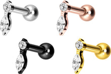 Laden Sie das Bild in den Galerie-Viewer, Titan Kristallzapfen Ohrpiercing Innengewinde piercinginspiration®