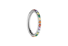 Laden Sie das Bild in den Galerie-Viewer, Titan Clicker Ring Multiple Regenbogen Kristalle piercinginspiration®