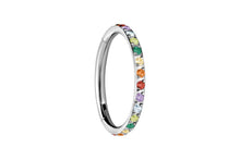 Laden Sie das Bild in den Galerie-Viewer, Titan Clicker Ring Multiple Regenbogen Kristalle piercinginspiration®