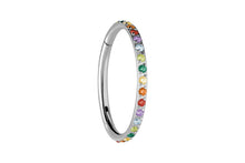 Laden Sie das Bild in den Galerie-Viewer, Titan Clicker Ring Multiple Regenbogen Kristalle piercinginspiration®