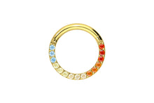 Laden Sie das Bild in den Galerie-Viewer, Titan Clicker Ring Eingefasste Regenbogen Kristalle piercinginspiration®