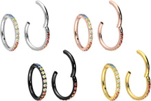 Laden Sie das Bild in den Galerie-Viewer, Titan Clicker Ring Multiple Regenbogen Kristalle piercinginspiration®