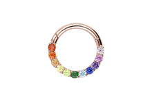 Laden Sie das Bild in den Galerie-Viewer, Titan Clicker Ring Eingefasste Regenbogen Kristalle piercinginspiration®