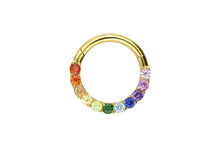 Laden Sie das Bild in den Galerie-Viewer, Titan Clicker Ring Eingefasste Regenbogen Kristalle piercinginspiration®