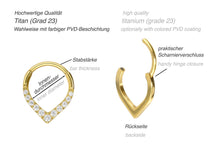 Laden Sie das Bild in den Galerie-Viewer, Titan Spitz 11 Eingefasste Kristalle Clicker Ring piercinginspiration®