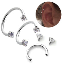 Laden Sie das Bild in den Galerie-Viewer, Kristall Hufeisen Ring Barbell piercinginspiration®