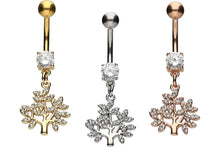 Laden Sie das Bild in den Galerie-Viewer, Kristall Baum Anhänger Bauchnabelpiercing Barbell piercinginspiration®
