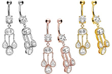 Laden Sie das Bild in den Galerie-Viewer, Oriental 3 Kristall Anhänger Kugeln Bauchnabelpiercing Barbell piercinginspiration®