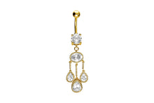 Laden Sie das Bild in den Galerie-Viewer, Oriental 3 Kristall Anhänger Kugeln Bauchnabelpiercing Barbell piercinginspiration®