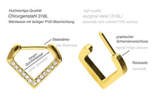 Laden Sie das Bild in den Galerie-Viewer, Spitz Kristall Septum Daith Clicker Ring V-Form piercinginspiration®