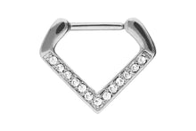 Laden Sie das Bild in den Galerie-Viewer, Spitz Kristall Septum Daith Clicker Ring V-Form piercinginspiration®