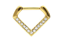 Laden Sie das Bild in den Galerie-Viewer, Spitz Kristall Septum Daith Clicker Ring V-Form piercinginspiration®