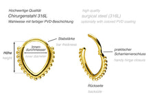 Laden Sie das Bild in den Galerie-Viewer, Clicker Ring Septum Daith Tropfen Kugeln piercinginspiration®