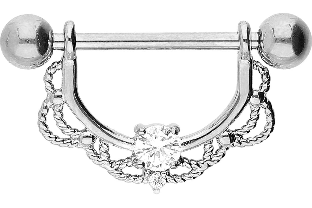 Crystal nipple bar barbell piercing piercinginspiration®