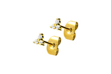 Laden Sie das Bild in den Galerie-Viewer, 3 Kristalle Blume Ohrstecker Ohrringe Paar piercinginspiration®