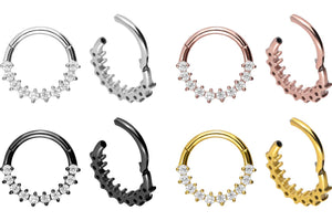 10 Eingefasste Kristalle Clicker Ring piercinginspiration®
