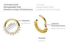 Laden Sie das Bild in den Galerie-Viewer, 10 Eingefasste Kristalle Clicker Ring piercinginspiration®