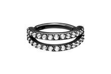Laden Sie das Bild in den Galerie-Viewer, Multiple Kristalle Zwei Reihen Doppel Ring Clicker piercinginspiration®