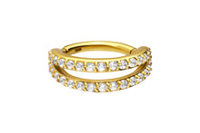 Laden Sie das Bild in den Galerie-Viewer, Multiple Kristalle Zwei Reihen Doppel Ring Clicker piercinginspiration®