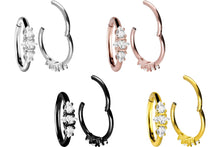 Laden Sie das Bild in den Galerie-Viewer, Clicker Ring 3 Tropfen Kristalle piercinginspiration®