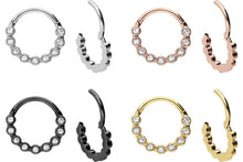 Laden Sie das Bild in den Galerie-Viewer, 9 Kristalle Clicker Ring piercinginspiration®