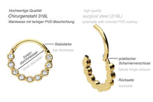 Laden Sie das Bild in den Galerie-Viewer, 9 Kristalle Clicker Ring piercinginspiration®