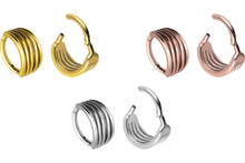 Laden Sie das Bild in den Galerie-Viewer, 4 Ringe Vierfach Welle Ring Clicker piercinginspiration®