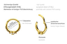 Laden Sie das Bild in den Galerie-Viewer, Multiple Eingefasste Kristalle Blume Clicker Ring piercinginspiration®