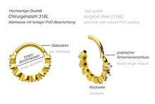 Laden Sie das Bild in den Galerie-Viewer, Eingefasste Kristalle Conch Clicker Ring piercinginspiration®