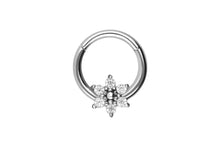 Laden Sie das Bild in den Galerie-Viewer, Clicker Ring 5 Kristalle Lotus Blume piercinginspiration®