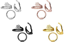 Laden Sie das Bild in den Galerie-Viewer, Clicker Ring 7 Kristalle Blume Conch piercinginspiration®