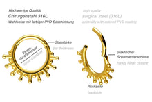 Laden Sie das Bild in den Galerie-Viewer, Clicker Ring Sonnenstrahlen Kugeln piercinginspiration®