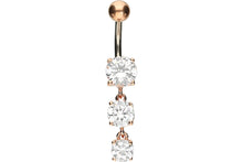 Laden Sie das Bild in den Galerie-Viewer, Titan 3 Große Kristalle 925 Sterling Silber Bauchnabelpiercing Barbell piercinginspiration®
