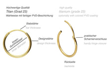 Laden Sie das Bild in den Galerie-Viewer, Titan Kreolen Clicker Ring Paar Ohrstecker Ohrringe piercinginspiration®