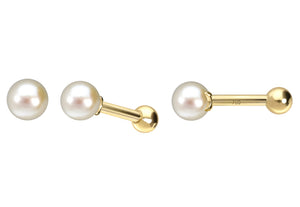 14/18 Karat Gold Ohrpiercing echte Süßwasserperle