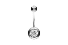 Laden Sie das Bild in den Galerie-Viewer, 18 Karat Gold Basic 2 Kristalle Bauchnabelpiercing Barbell piercinginspiration®