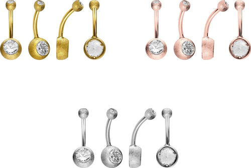 18 Karat Gold 2 Kristalle Diamantoptik Bauchnabelpiercing Barbell piercinginspiration®