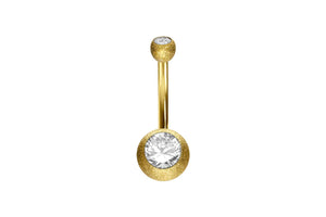 18 Karat Gold 2 Kristalle Diamantoptik Bauchnabelpiercing Barbell piercinginspiration®