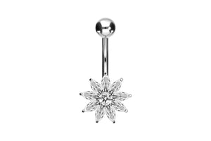 18 Karat Gold Blume Bauchnabelpiercing Barbell piercinginspiration®