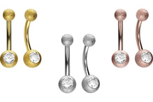 Laden Sie das Bild in den Galerie-Viewer, 18 Karat Gold Kristall Diamantoptik Bauchnabelpiercing Barbell piercinginspiration®