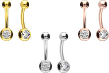 Laden Sie das Bild in den Galerie-Viewer, 18 Karat Gold Mini Basic Kristall Bauchnabelpiercing Barbell piercinginspiration®