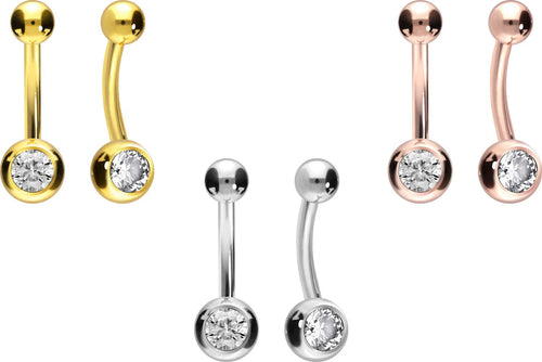 18 Karat Gold Mini Basic Kristall Bauchnabelpiercing Barbell piercinginspiration®