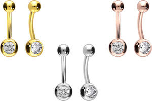 18 Karat Gold Mini Basic Kristall Bauchnabelpiercing Barbell piercinginspiration®